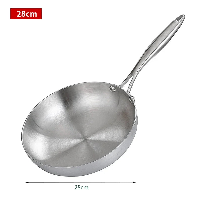 Uncoated Gas Stove Stainless Steel Frying Pan