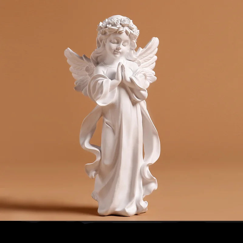 White Resin Praying Angel Figurine