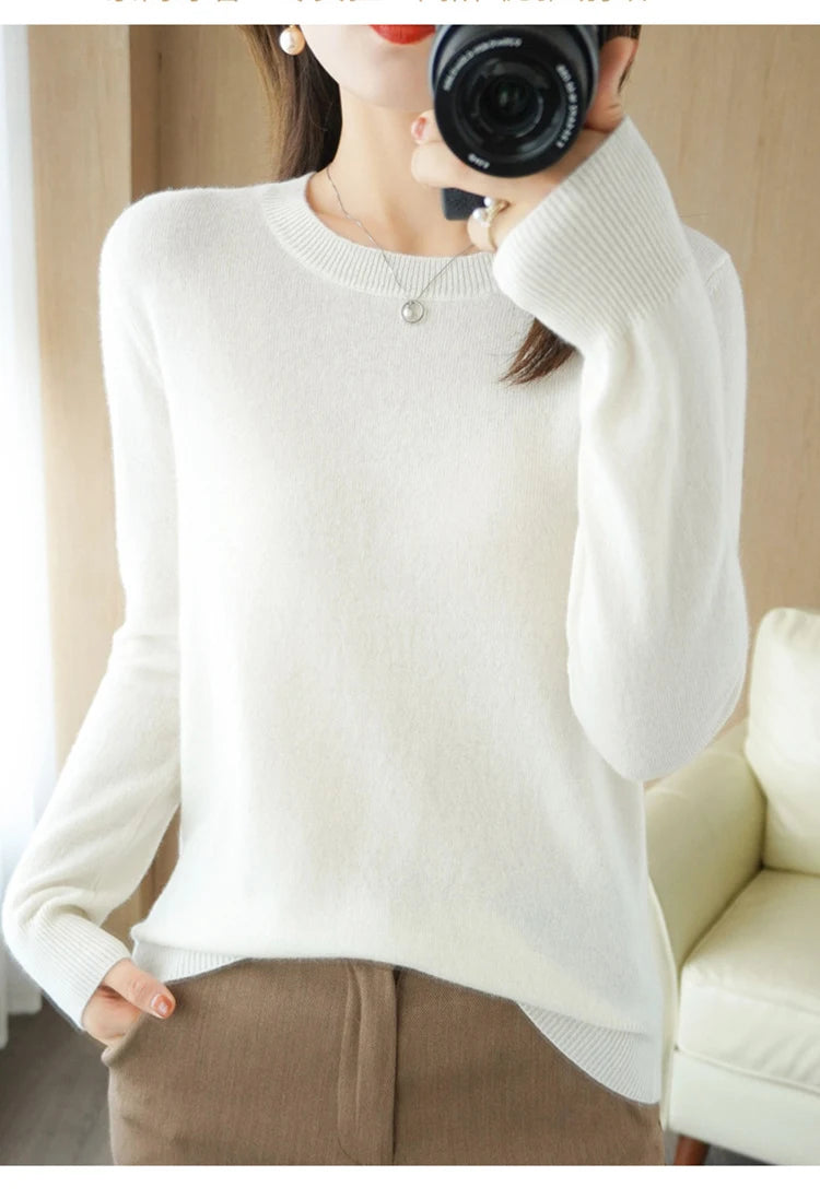 Women's Knit Bottoming CrewNeck Pullover Sweater