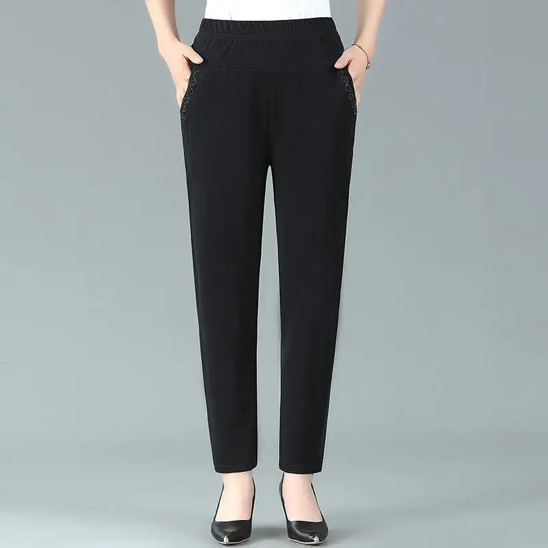 Women's Summer Ankle-Length Elastic Waist Pants