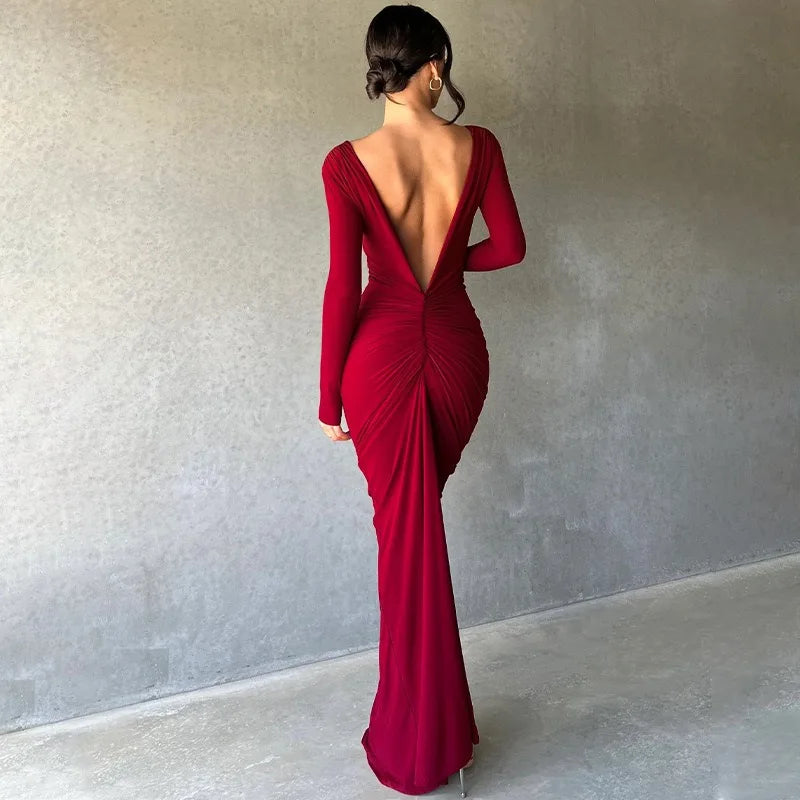 Women's Backless Bodycon Maxi Dress