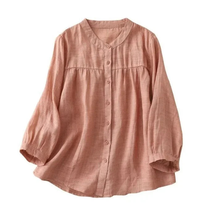 Women's Cotton Linen Loose Fit Button up Shirts