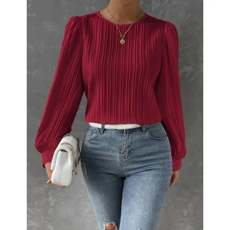 Women's Round Neck Long Sleeve Cross-Border Blouses