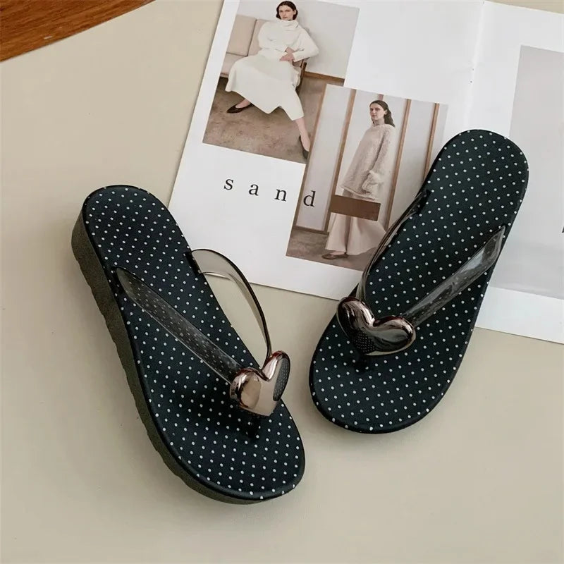 Women's Thick Bottom Anti Slip Heart Flip Flops