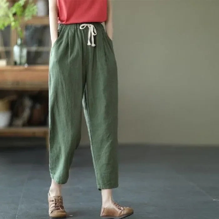 Women's Retro Loose Cotton Linen Harem Pants