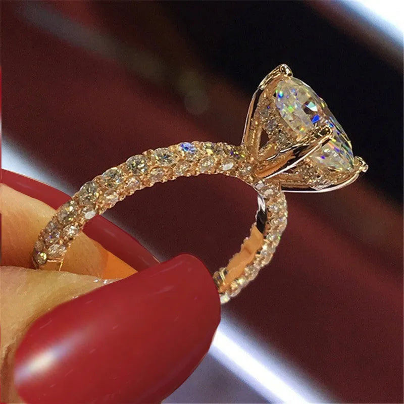 Women's Princess Round Stone CC Wedding Rings