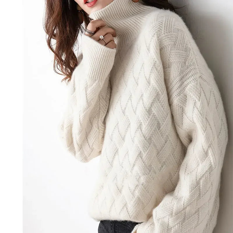 Women's Warm Loose Knited Chunky Turtleneck Sweater