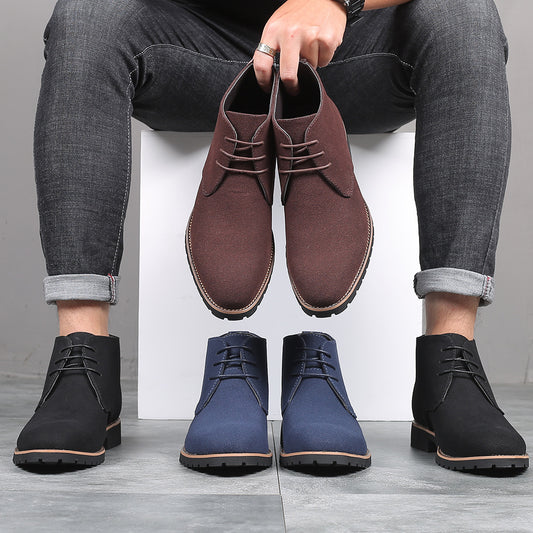 Chaussures en cuir à lacets et talons bas pour hommes de grande taille