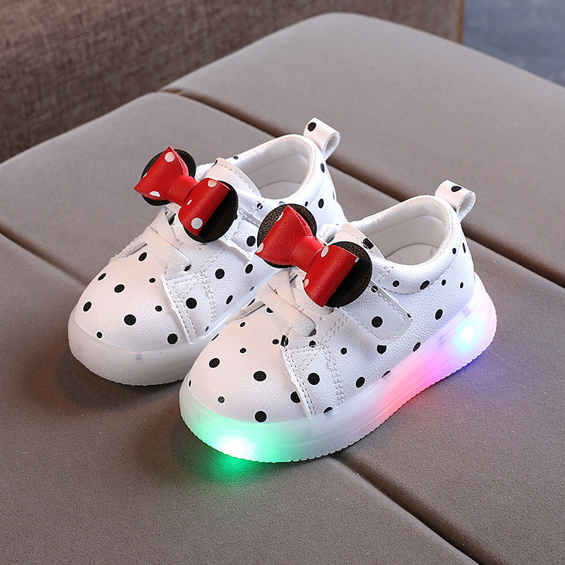 Chaussures respirantes pour bébé fille – Chaussures lumineuses LED avec nœud papillon