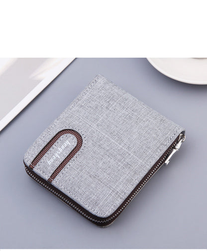 Men's Zipper Canvas Small Wallet