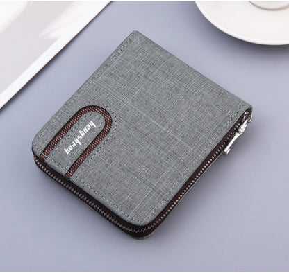 Men's Zipper Canvas Small Wallet
