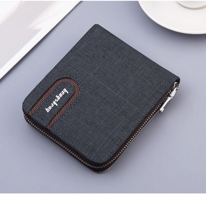 Men's Zipper Canvas Small Wallet