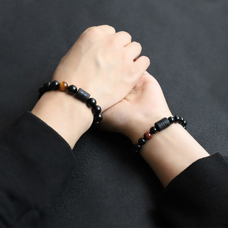 Bracelet unique en perles noires pour hommes