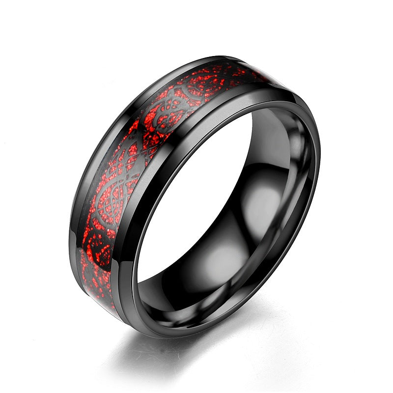 Bague à motif dragon en acier inoxydable pour hommes