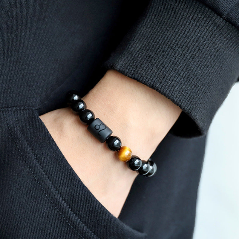 Bracelet unique en perles noires pour hommes