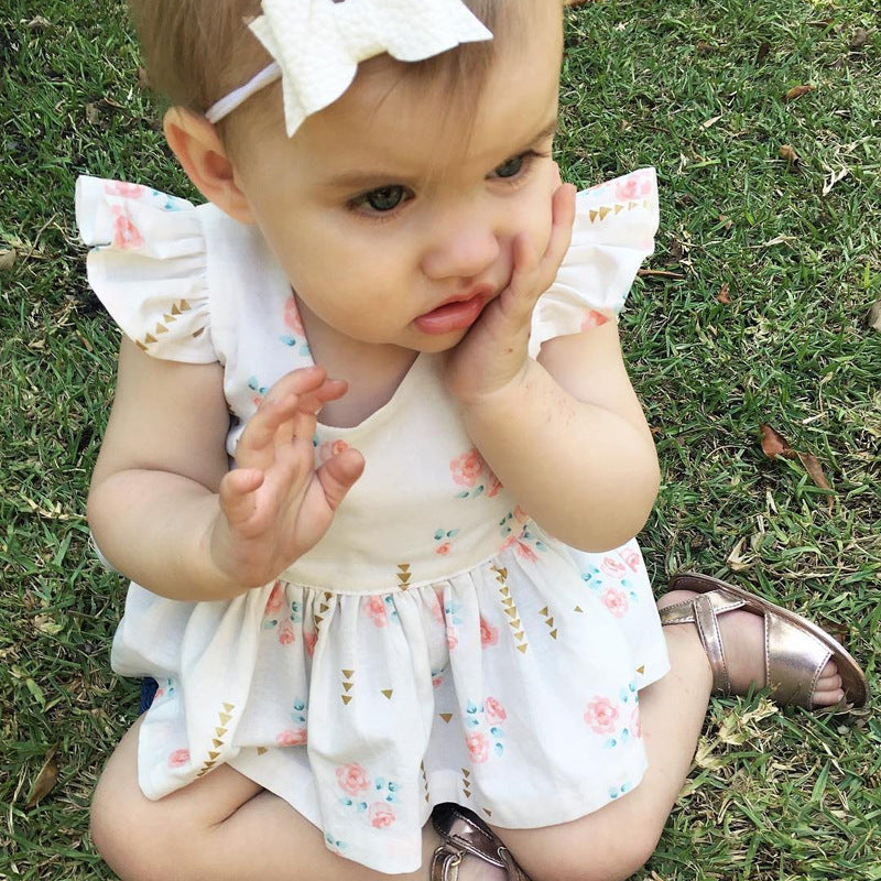 Robe à imprimé floral et manches volantées pour bébé - Vêtements pour enfants