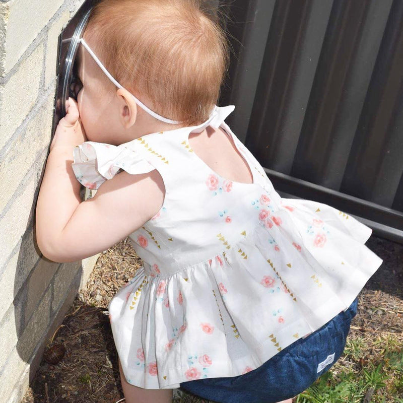 Robe à imprimé floral et manches volantées pour bébé - Vêtements pour enfants