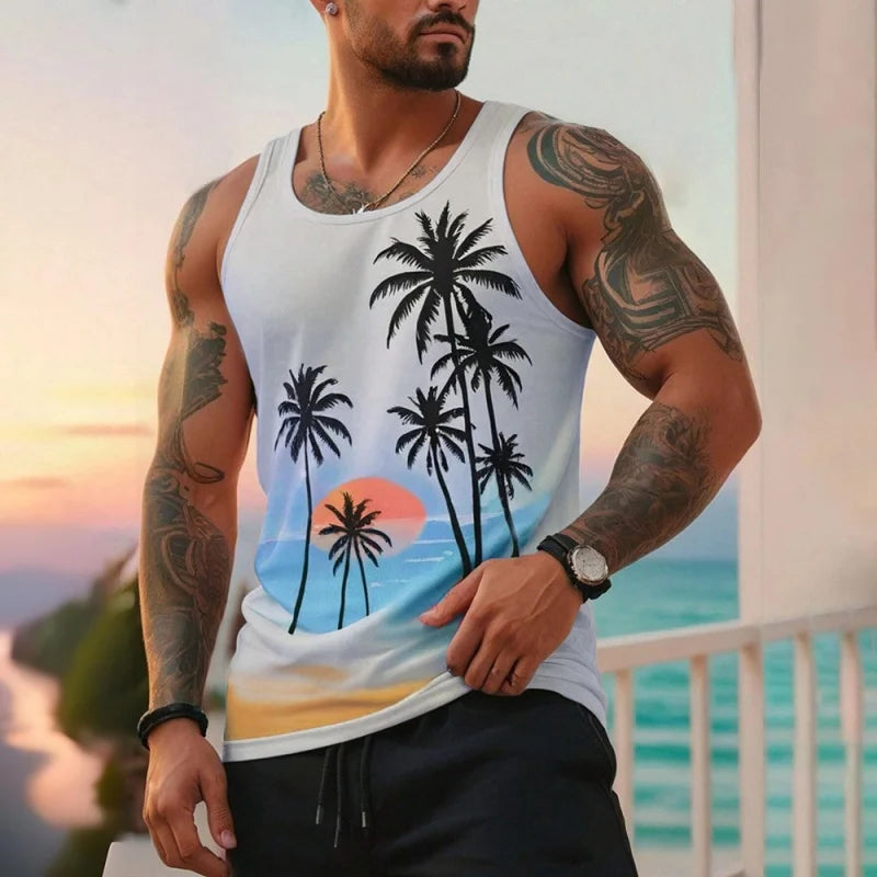 3D Printed Colorful Palm Tree Tank Top