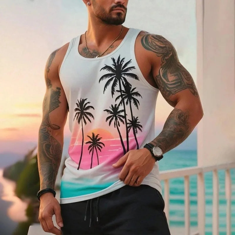 3D Printed Colorful Palm Tree Tank Top
