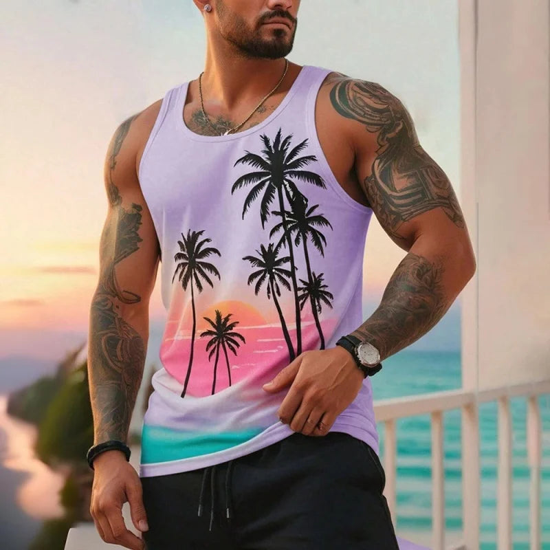 3D Printed Colorful Palm Tree Tank Top