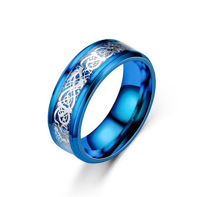 Bague à motif dragon en acier inoxydable pour hommes