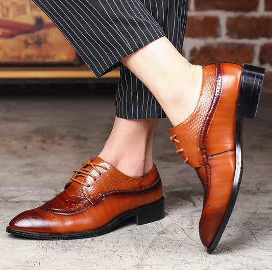 Men's Flats Lace-up Business Leather Shoes