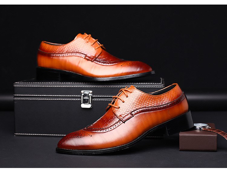 Chaussures plates en cuir à lacets pour hommes