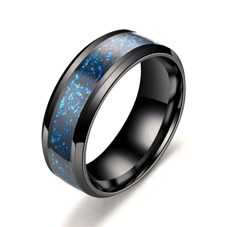 Bague à motif dragon en acier inoxydable pour hommes