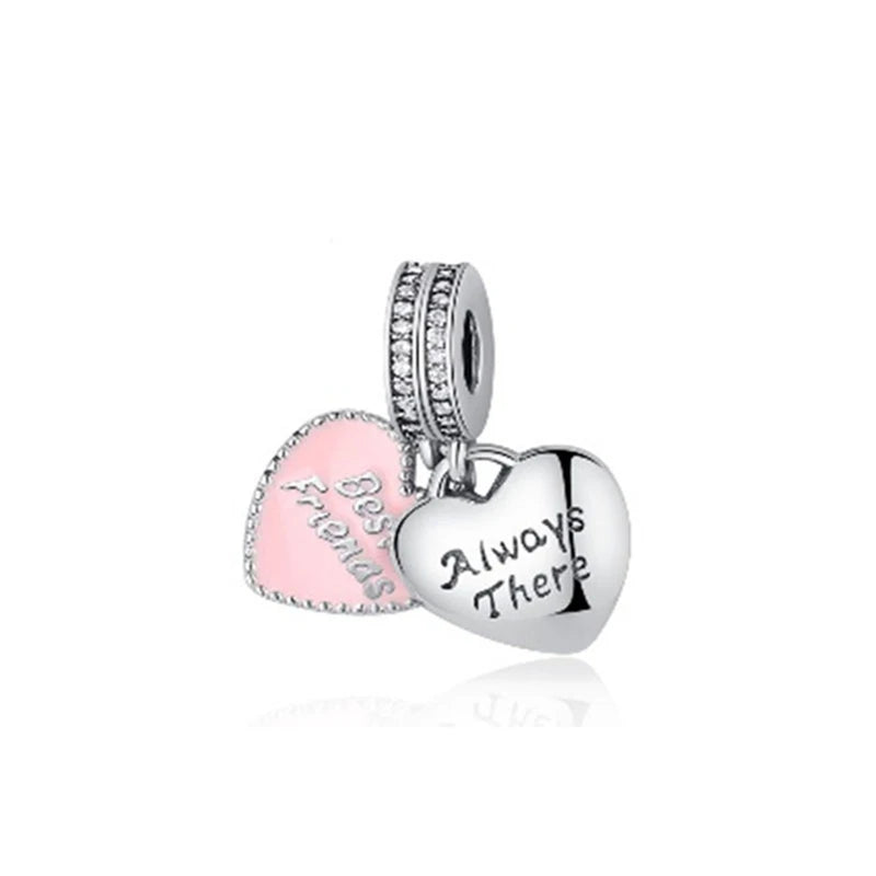 925 Sterling Silver Dangle Charm Heart Shape Bracelet