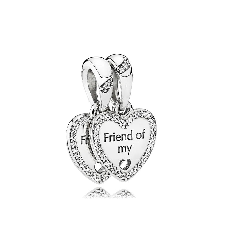 925 Sterling Silver Dangle Charm Heart Shape Bracelet