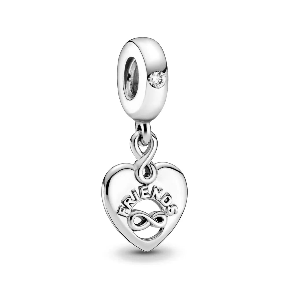 925 Sterling Silver Dangle Charm Heart Shape Bracelet