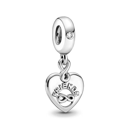 925 Sterling Silver Dangle Charm Heart Shape Bracelet