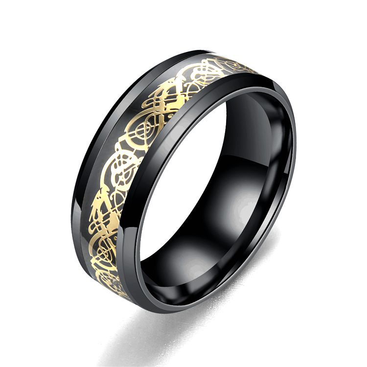 Bague à motif dragon en acier inoxydable pour hommes