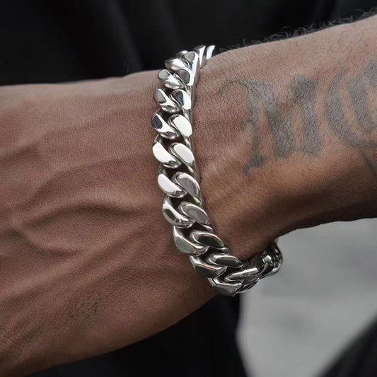 Men's Silver Cuban Chain Bracelet