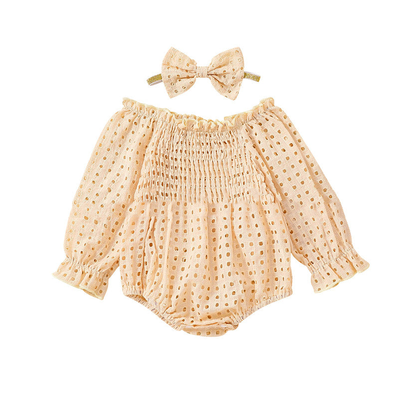 Vêtements à épaules dénudées en maille de coton pour bébé fille