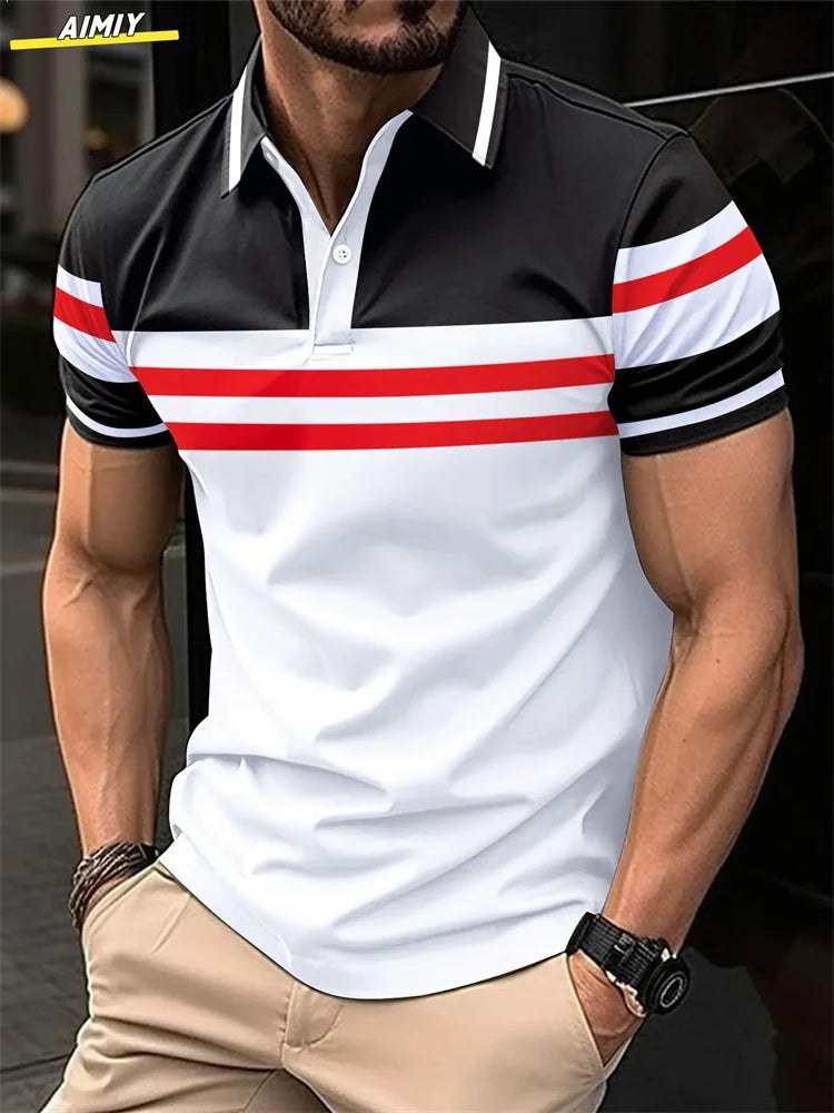 Neues Golf-Poloshirt mit Streifen für Herren – lässig und modisch