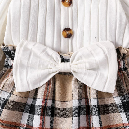 Kariertes Kleid mit Schleife und Stirnband für Baby (Mädchen)