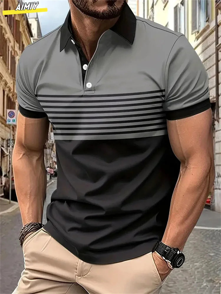 Neues Golf-Poloshirt mit Streifen für Herren – lässig und modisch