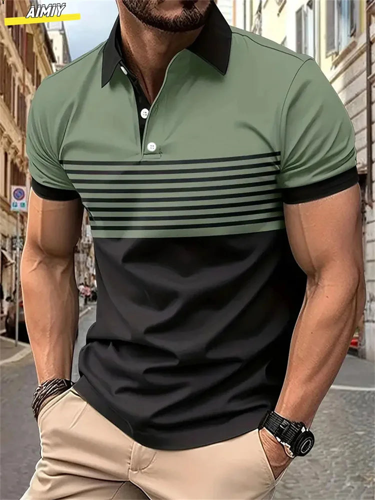 Neues Golf-Poloshirt mit Streifen für Herren – lässig und modisch