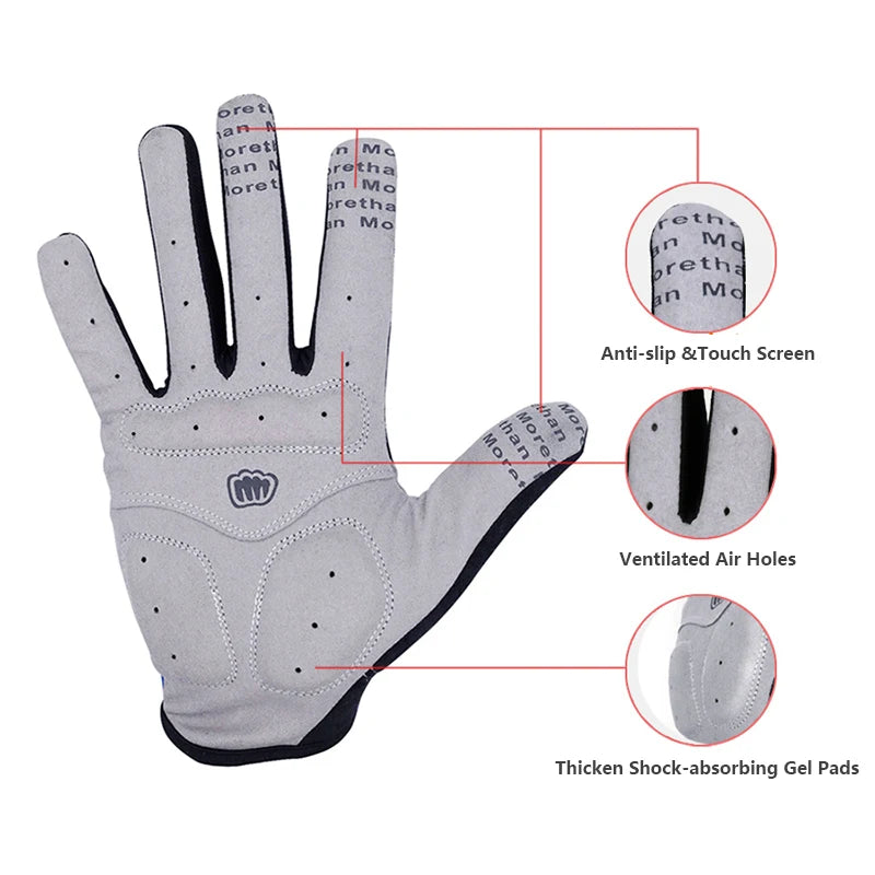 Anti-Slip Full Finger Cycling Gloves 5mm Padded