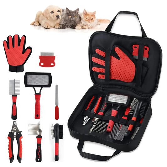 Kit d'outils de nettoyage et de toilettage pour animaux de compagnie, brosse d'épilation, lime à ongles, peignes anti-puces