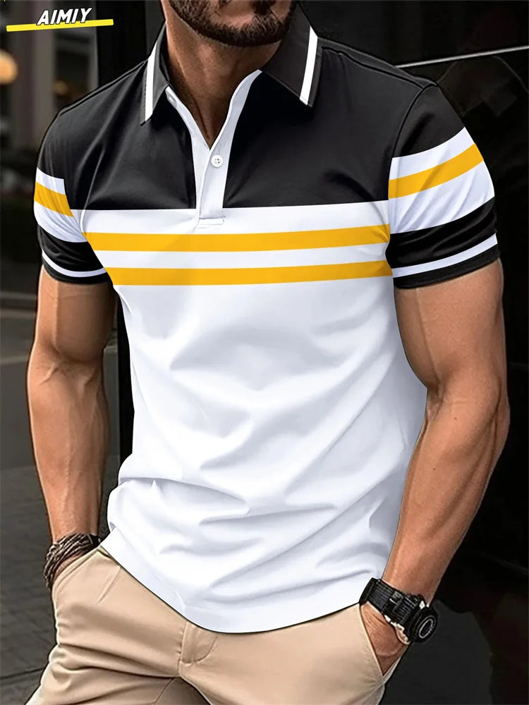 Neues Golf-Poloshirt mit Streifen für Herren – lässig und modisch