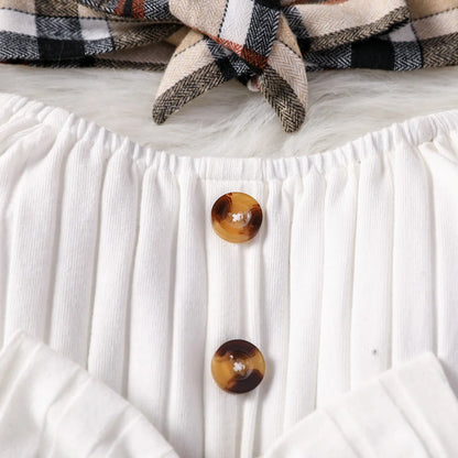 Kariertes Kleid mit Schleife und Stirnband für Baby (Mädchen)