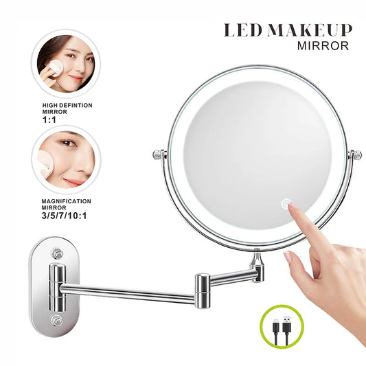 Miroir de courtoisie de salle de bain double face - Miroir de maquillage de 8 pouces