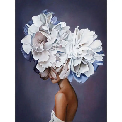 Abstract Diy Girls Shape Flowers Canvas Wall Art