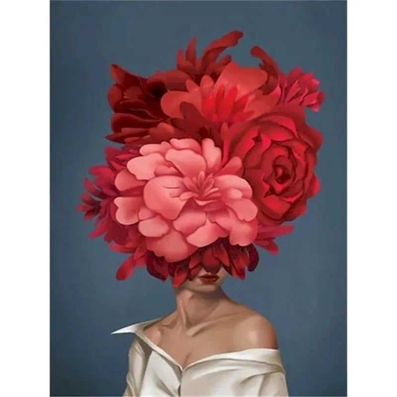 Abstract Diy Girls Shape Flowers Canvas Wall Art