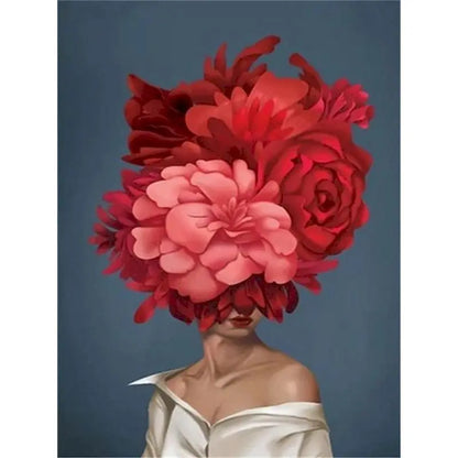 Abstract Diy Girls Shape Flowers Canvas Wall Art