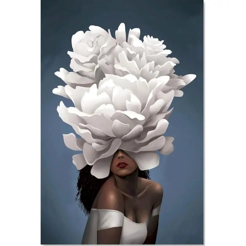 Abstract Diy Girls Shape Flowers Canvas Wall Art