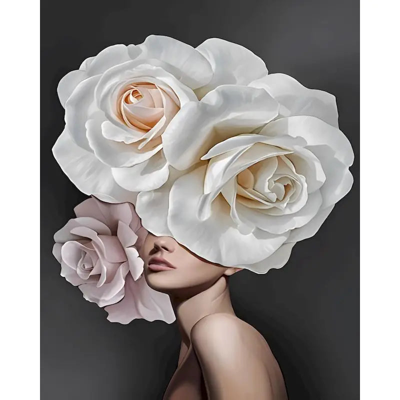 Abstract Diy Girls Shape Flowers Canvas Wall Art