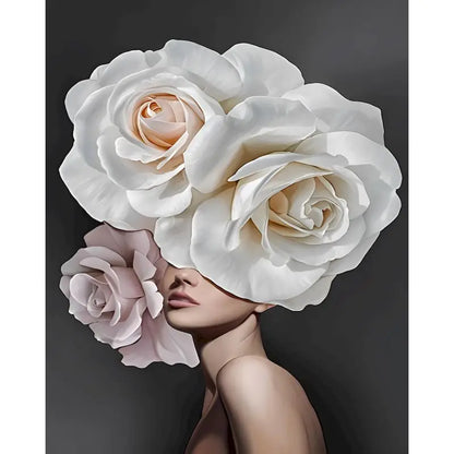 Abstract Diy Girls Shape Flowers Canvas Wall Art